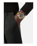 Versace Greca Action Chronograph Black Dial Gold Steel Strap Watch For Men - VE3J00622 Authentic Buy Shop Now