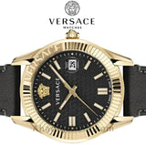 Versace Greca Time Quartz Black Dial Brown Leather Strap Watch For Men - VE3K00222 Authentic Buy Shop Now