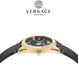 Versace Greca Time Quartz Black Dial Brown Leather Strap Watch For Men - VE3K00222 Authentic Buy Shop Now