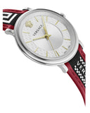 Versace V Circle Silver Dial Two Tone Leather Strap Watch for Men - VEBQ01319 Authentic Buy Shop Now