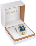 Versace Dominus Chronograph Blue Dial Two Tone Steel Strap Watch For Men - VE6H00723 Authentic Buy Shop Now