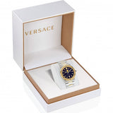 Versace Greca Logo Moonphase Black Dial Two Tone Steel Strap Watch for Men - VE7G00223 Authentic Buy Shop Now
