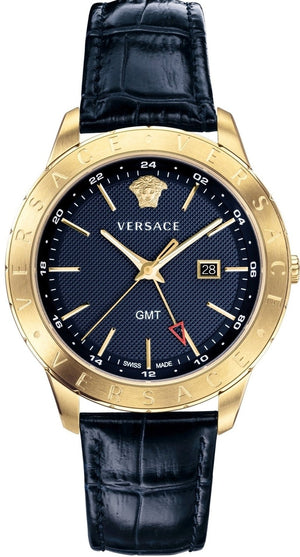 Versace Univers Navy Blue Dial Navy Blue Leather Strap Watch for Men - VEBK00318 Authentic Buy Shop Now