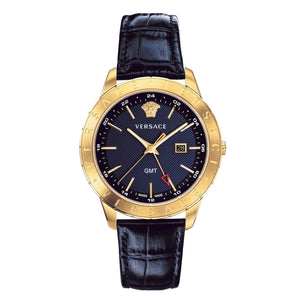 Versace Univers Navy Blue Dial Navy Blue Leather Strap Watch for Men - VEBK00318 Authentic Buy Shop Now