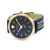 Versace V-Circle Black Dial Blue Leather Strap Watch for Men - VEBQ01419 Authentic Buy Shop Now