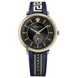 Versace V-Circle Black Dial Blue Leather Strap Watch for Men - VEBQ01419 Authentic Buy Shop Now