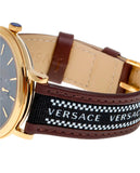 Versace V-Circle Quartz Black Dial Brown Leather Strap Watch for Men - VEBQ01619 Authentic Buy Shop Now