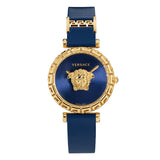 Versace Palazzo Empire Greca Quartz Blue Dial Blue Leather Strap Watch for Women - VEDV00219 Authentic Buy Shop Now