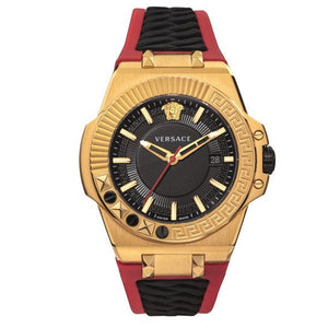 Versace Chain Reaction Quartz Black Dial Red & Black Rubber Strap Watch for Men - VEDY00319 Authentic Buy Shop Now