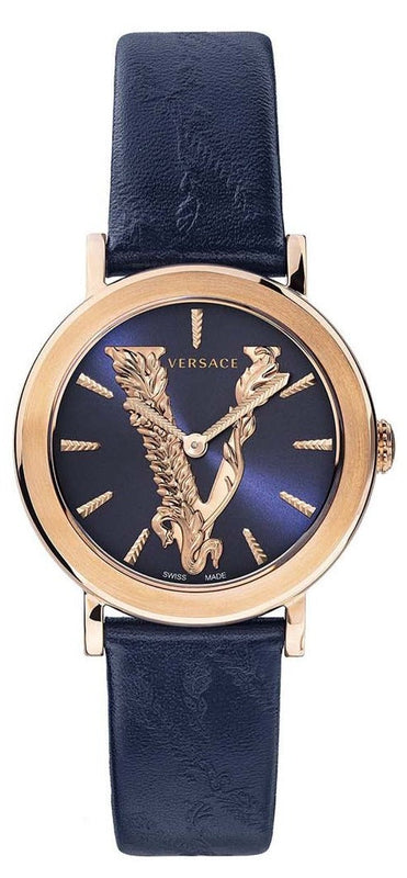 Versace Virtus Quartz Blue Dial Blue Leather Strap Watch for Women - VEHC00419 Authentic Buy Shop Now