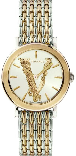 Versace Virtus Quartz White Dial Two Tone Steel Strap Watch for Women - VEHC00719 Authentic Buy Shop Now