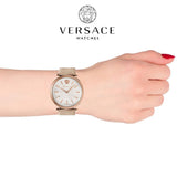 Versace V-Twist White Dial White Leather Strap Watch for Women - VELS00419 Authentic Buy Shop Now
