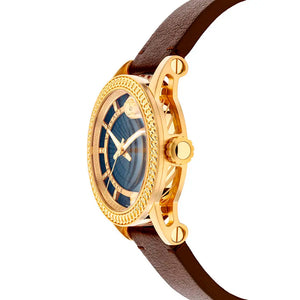 Versace Code Quartz Blue Dial Brown Leather Strap Watch For Men - VEPO00220 Authentic Buy Shop Now