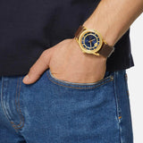 Versace Code Quartz Blue Dial Brown Leather Strap Watch For Men - VEPO00220 Authentic Buy Shop Now
