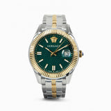 Versace Greca Time Quartz Green Dial Two Tone Steel Strap Watch For Men - VE3K00422 Authentic Buy Shop Now