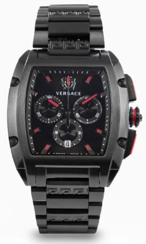 Versace Dominus Chronograph Quartz Black Dial Black Steel Strap Watch For Men - VE6H00623 Authentic Buy Shop Now