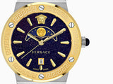 Versace Greca Logo Moonphase Black Dial Two Tone Steel Strap Watch for Men - VE7G00223 Authentic Buy Shop Now
