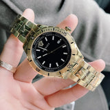Versace Hellenyium Quartz Black Dial Gold Steel Strap Watch For Men - VE3A00820 Authentic Buy Shop Now