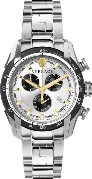 Versace V-Ray Chronograph Quartz Silver Dial Silver Steel Strap Watch For Men - VE2I00321 Authentic Buy Shop Now