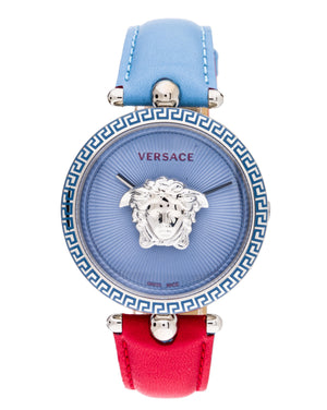 Versace Palazzo Empire Blue Dial Blue & Red Leather Strap Watch for Women - VCO070017 Authentic Buy Shop Now