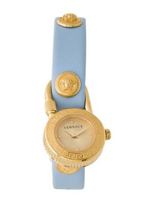 Versace Medusa Lock Icon Quartz White Dial Blue Leather Strap Watch for Women - VEDW00419 Authentic Buy Shop Now