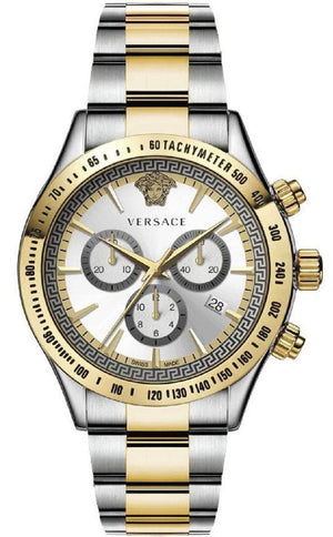 Versace Classic Chronograph Quartz Silver Dial Two Tone Steel Strap Watch For Men - VEV700519 Authentic Buy Shop Now