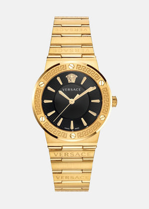 Versace Greca Black Dial Gold Steel Strap Watch for Women - VEVH00820 Authentic Buy Shop Now