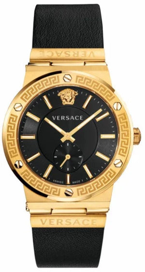 Versace Greca Black Dial Black Leather Strap Watch for Men - VEVI00220 Authentic Buy Shop Now