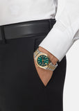 Versace Hellenyium Quartz Green Dial Two Tone Steel Strap Watch For Men - VEVI00620 Authentic Buy Shop Now