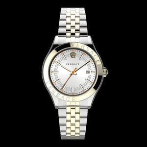 Versace Hellenyium Quartz Silver Dial Two Tone Steel Strap Watch For Men - VEVK01121 Authentic Buy Shop Now
