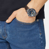 Versace Greca Sport Analog Blue Dial Brown Leather Strap Watch For Men - VEZ300121 Authentic Buy Shop Now