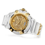 Versace Icon Active Chronograph Gold Dial White Silicone Strap Watch for Men - VEZ700121 Authentic Buy Shop Now