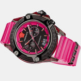 Versace Icon Active Chronograph Quartz Black Dial Pink Rubber Strap Watch For Men - VEZ700221 Authentic Buy Shop Now
