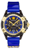 Versace Icon Active Chronograph Black Dial Blue Rubber Strap Watch For Men VEZ700521 Authentic Buy Shop Now