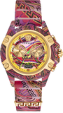Versace Icon Active Chronograph Quartz Gold Dial Red Leather Strap Watch For Men - VEZ701222 Authentic Buy Shop Now