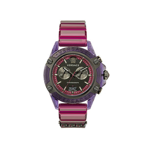 Versace Icon Active Chronograph Black Dial Purple Rubber Strap Watch For Men - VEZ701423 Authentic Buy Shop Now