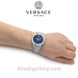 Versace Greca Quartz Blue Dial Silver Steel Strap Watch For Men - VEZ900221 Authentic Buy Shop Now