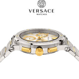 Versace Greca Chronograph White Dial Two Tone Steel Strap Watch For Men - VEZ900321 Authentic Buy Shop Now