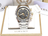Versace Classic Chronograph Quartz Black Dial Silver Steel Strap Watch For Men - VEV700419 Authentic Buy Shop Now