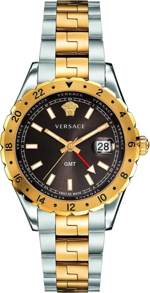 Versace Hellenyium GMT Black Dial Two Tone Steel Strap Watch for Men - V11040015 Authentic Buy Shop Now