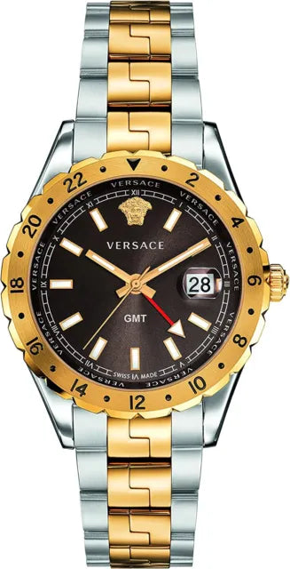Versace Hellenyium GMT Black Dial Two Tone Steel Strap Watch for Men - V11040015 Authentic Buy Shop Now