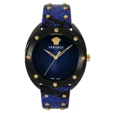 Versace Shadov Quartz Black Dial Blue Leather Strap Watch for Men - VEBM00418 Authentic Buy Shop Now