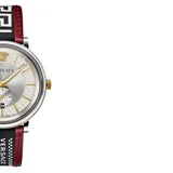 Versace V Circle Silver Dial Two Tone Leather Strap Watch for Men - VEBQ01319 Authentic Buy Shop Now