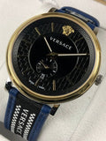 Versace V-Circle Black Dial Blue Leather Strap Watch for Men - VEBQ01419 Authentic Buy Shop Now