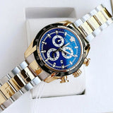 Versace V-Ray Chronograph Quartz Blue Dial Two Tone Steel Strap Watch For Men - VE2I01021 Authentic Buy Shop Now