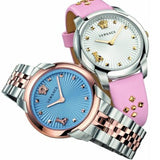 Versace Audrey Quartz Blue Dial Two Tone Steel Strap Watch for Women - VELR00619 Authentic Buy Shop Now