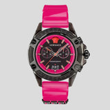 Versace Icon Active Chronograph Quartz Black Dial Pink Rubber Strap Watch For Men - VEZ700221 Authentic Buy Shop Now