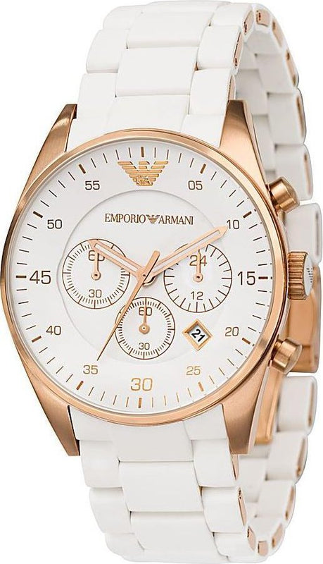 Emporio Armani Sportivo White Dial White Rubber Strap Watch For Men - AR5919 Authentic Buy Shop Now