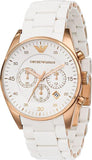 Emporio Armani Sportivo White Dial White Rubber Strap Watch For Men - AR5919 Authentic Buy Shop Now