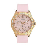 Guess Sparkling Diamonds Pink Dial Pink Rubber Strap Watch for Women - W0032L9 Authentic Buy Shop Now